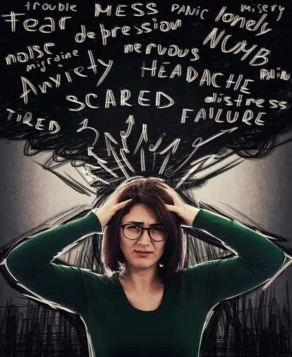 Illustration representing feelings of anxiety, stress and overwhelm